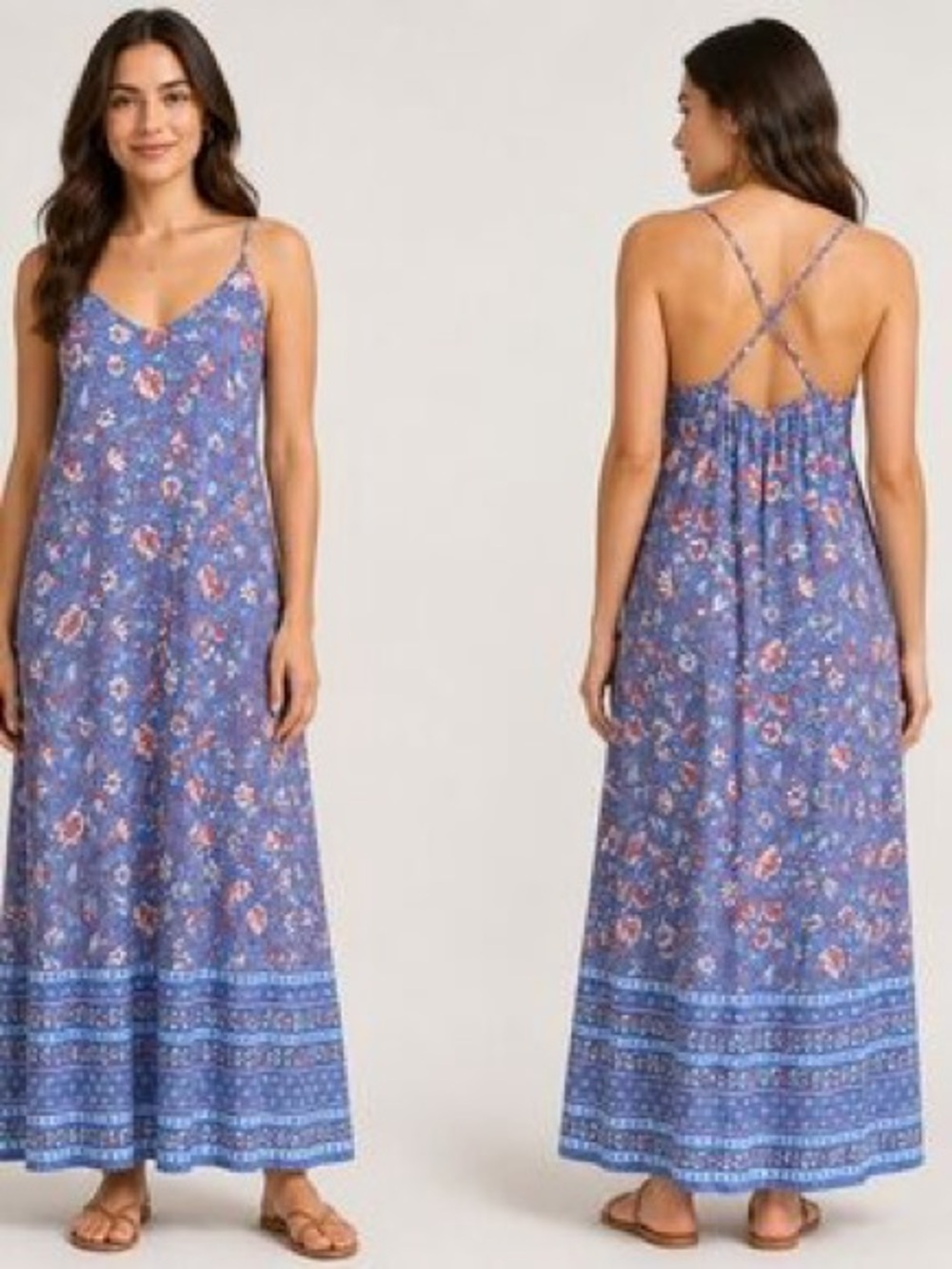 Old Navy Blue Floral Spaghetti-Strap Dress